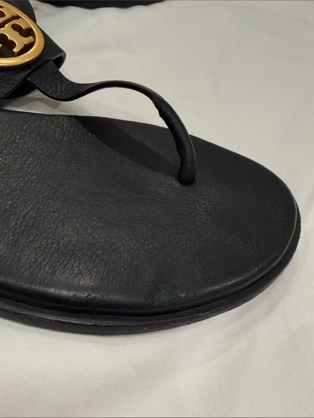 Tory Burch Black Leather Thong Sandals